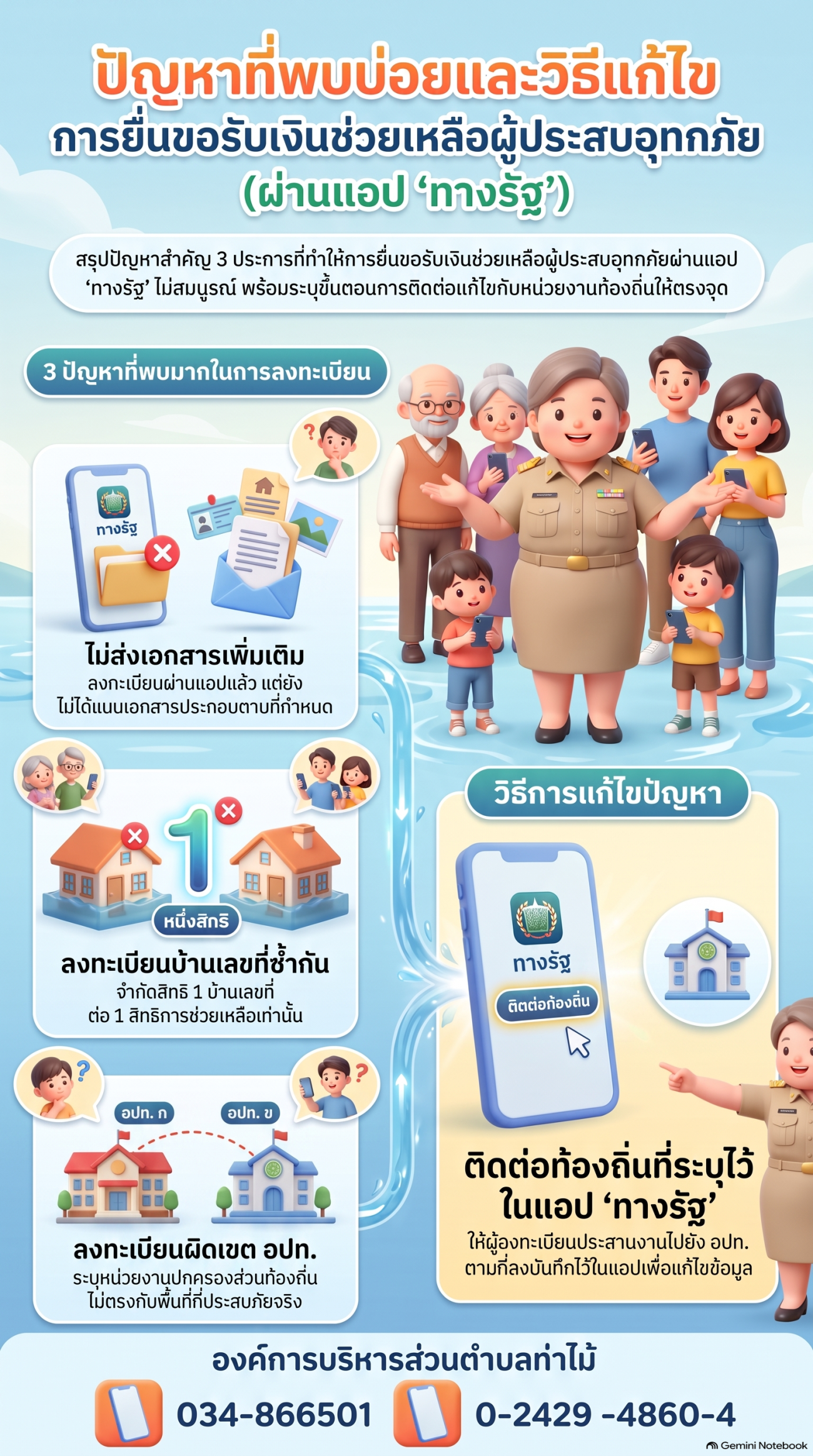ปัญหาที่พบบ่อยและแนวทางแก้ไขการยื่นขอรับเงินช่วยเหลือผู้ประสบอุทกภัย